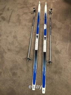 190 cm Fischer cross country skis NNN Womens Mens Waxless Touring+ 130 cm Poles