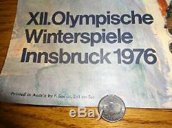 1976 Innsbruck Winter Olympic Poster SIGNED Cross Country Skiing Walter Potsch