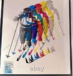 1980 Original Olympic Winter Games Lake Placid XC Skiing Event Poster Framed