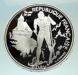 1991 FRANCE Cross Country Skiing 1992 Olympics Proof Silver 100F Coin i76892