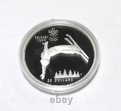2 1988 Calgary CND FreeStyle Cross-Country Skiing Silver 1 Oz $20 Coin Proof Set