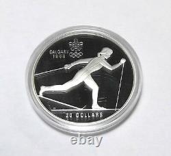 2 1988 Calgary CND FreeStyle Cross-Country Skiing Silver 1 Oz $20 Coin Proof Set