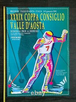 39th Copa Consejo Valle d'Aosta Cross country ski vintage poster 1992