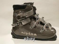 Alpina Ziri Made in Yougosla Vintage Rare 1980s Ski Boots Mens Size 7.5 Grey