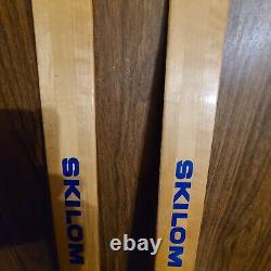 Antique Wooden Snow Skis SKILOM 189 170cm/67 Made in NORWAY Rottefella Bindings