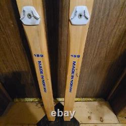 Antique Wooden Snow Skis SKILOM 189 170cm/67 Made in NORWAY Rottefella Bindings
