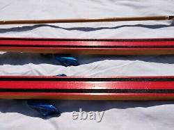 BARELY USED 190 cm Skilom WOODEN Cross Country Skis MOHAIR FUR Bamboo Poles VTG