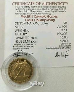 Belarus 2012 Gold Coin 2014 Olympic Games Cross-country Skiing 1/10oz Proof