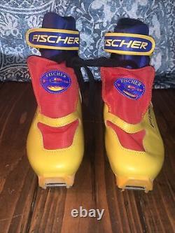 Fischer SNS Profil Yellow Red Universal Cross Country Ski Boots Size 9.5 Men's