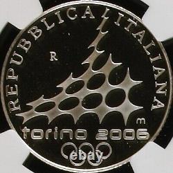 ITALY. 2005, 5 Euro, Silver, R NGC PF68 Turin Olympics, Cross Country