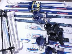 Lot of 4 Kids Waxless Skis & Poles Cross Country XC Nordic Any Boot Binding