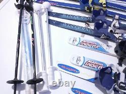 Lot of 4 Kids Waxless Skis & Poles Cross Country XC Nordic Any Boot Binding