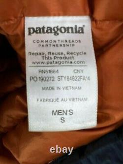 PATAGONIA Men's Blue and Orange Goose Down Full Zip Puffer Sweater Vest Small