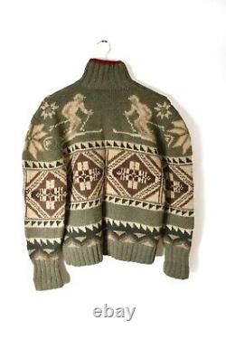 Ralph Lauren Polo Sport Fair Isle Men Medium Hand Knit Wool Alpaca Ski Sweater