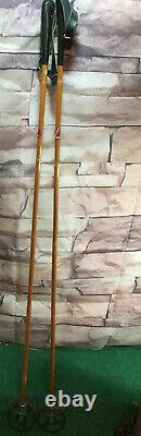 Rare Vintage LANDSEM Bamboo Ski Poles Made In Norway Leather Grip 53 Length