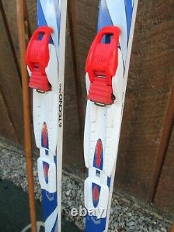 Ready to Use Cross Country 50 TECNO 130 cm Skis WAXLESS Base + Poles + NNN