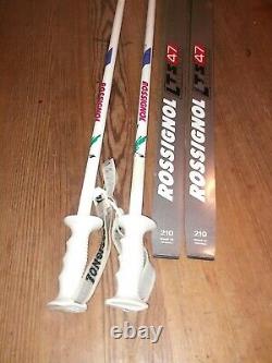 Rossognol LTS 47 Series XL Cross Country Skis Bindings, Poles, Bag 210mm 81 inch