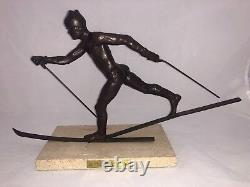 Royal Copenhagen Kelsey Bronze Cross Country Skier Olympic Statue 135/2500