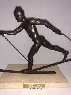 Royal Copenhagen Kelsey Bronze Cross Country Skiing Olympic Statue 135/2500