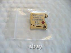 Tx- Vintage Certified Cross Country Ski Nut Pin Back #42832 Real Nice