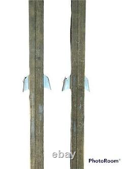 VINTAGE 210cm Wooden Cross Country Skis Yellow withMetal Bindings EDSBYN Sweden