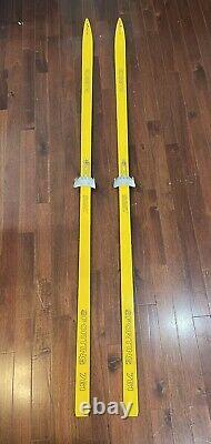 VINTAGE 210cm Wooden Cross Country Skis Yellow withMetal Bindings EDSBYN Sweden