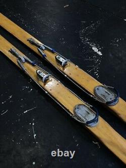 VINTAGE Wooden Cross Country Skis Dover Man cave Art