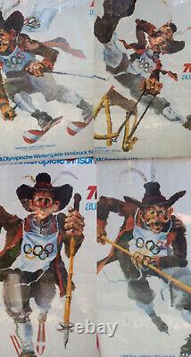 VTG LOT 4 Posters 1976 Innsbruck Winter Olympics Skiing ORIGINAL Walter Potsch