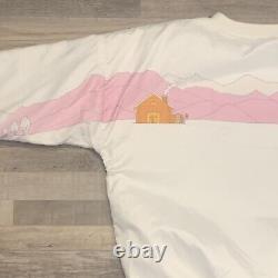 Vintage Adidas 80s 90s Cross Country Ski Mountain Crew Sweatshirt White Pink