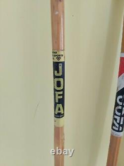 Vintage Asnes Hickory Sole Wooden Skis with Jofa Wood Poles