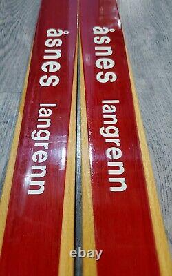 Vintage Asnes Langrenn Hickory Wood Red Skis Cross Country Cabin Decor Norway