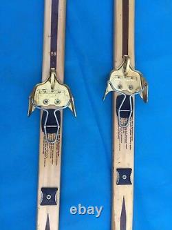 Vintage Bonna 1700 Hickory Wood Cross Country Skis 185 cm Tyrol 3-Pin Bindings
