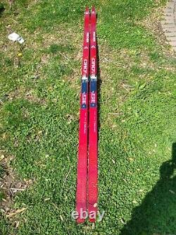 Vintage Fischer Crown Base Cross Country Touring Skis 210 with salomon bindings