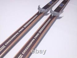 Vintage Gresshoppa 195cm Waxable Hickory Wooden Cross Country Skis 3-pin Binding