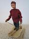 Vintage Hand Made Heavy Paper Mache Sculpture Of Cross Country Ski Figure