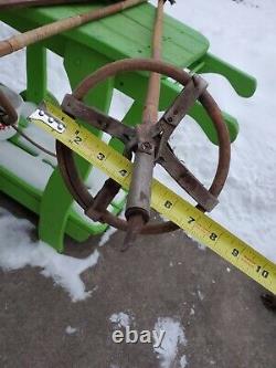Vintage Oak Cross Country Ski And Bamboo Poles With Leather/straps, handles