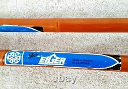 Vintage Set of 2 EIGER Bamboo Wood Ski Poles Leather Straps 58 Long Norway
