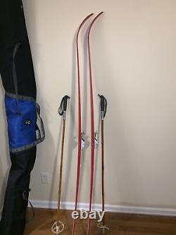 Vintage Soma Wood Core Cross Country Skis 190cm Japan Skilom 75mm Bindings USA