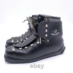 Vintage West German Bavaria Black Leather Cross Country Ski Boots Size 45 US 11