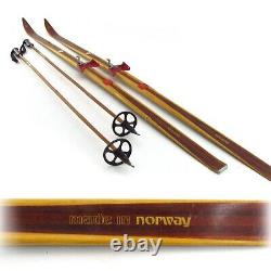 Vintage Wood Skiis & Poles Splitkein Spesial BASS Ski Made Norway Cross Country