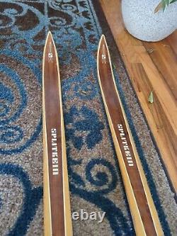 Vintage Wooden Splitkein Cross Country Skis MADE IN NORWAY, 210cm With Bindings