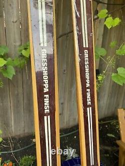 Vintage cross country skis wooden gresshoppa norway M 190cm
