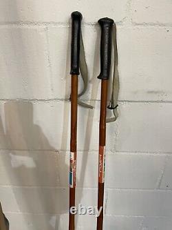 Vintage splitkein skis rottefella bindings tryli bamboo poles Norway