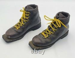 Vtg Asolo Snowfield II Telem 3 Pin 75mm Leather Cross Country Ski Boots Size 10