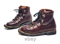 Vtg Italian Vasque Nordic Cross Country 75m 3-Pin Leather Ski Boots Men's 7.5 B