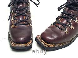 Vtg Italian Vasque Nordic Cross Country 75m 3-Pin Leather Ski Boots Men's 7.5 B